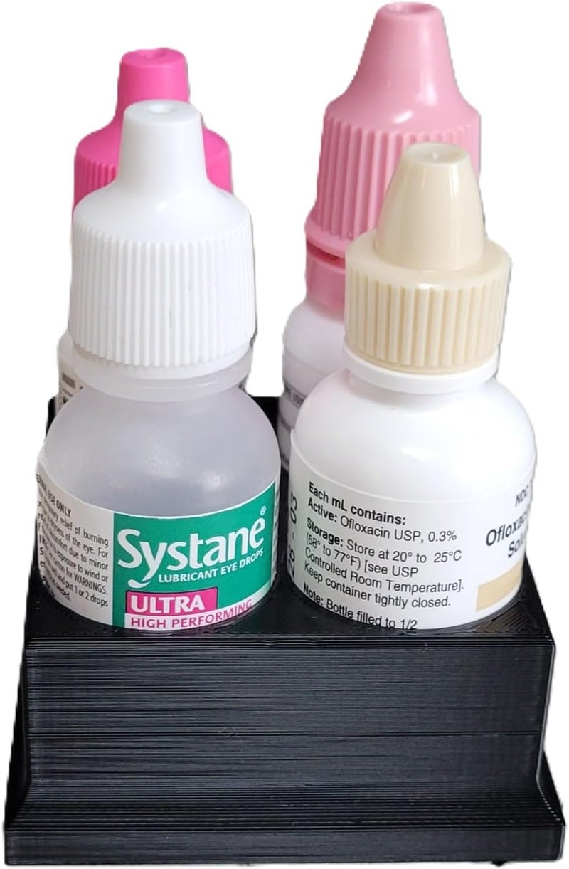 Znet3D Eye Drop Bottles Organizer & Storage – 4-Slot Holder (Black) - Image 2